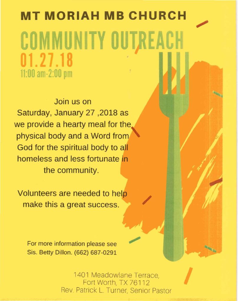 MMMBC COMMUNITY OUTREACH FLYER-001 - Mount Moriah Missionary Baptist Church